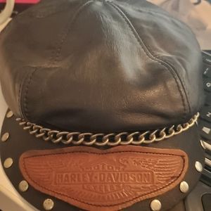 Leather Harley Davidson Cap